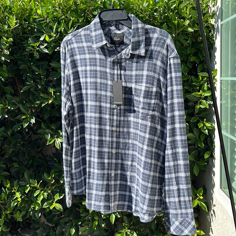 Rails light weight blue and white flannel